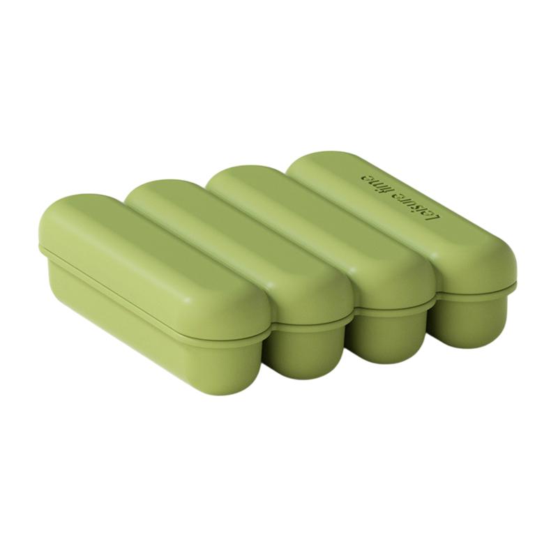 

4 Grids Silicone Ice Cubes Trays With Lid Homemade Popsicle Mould Food Freezing Container For Freezer Molds For Soups And Sauces зелений