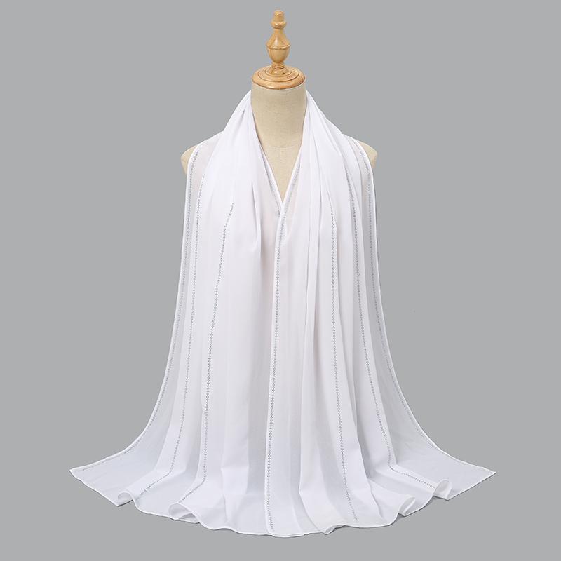 

Plain Rhinestone Chiffon Hijab Scarf For Woman Muslim Hijabs Shawls Lady Long Wraps Stoles Islimic Turban Female Headscarf