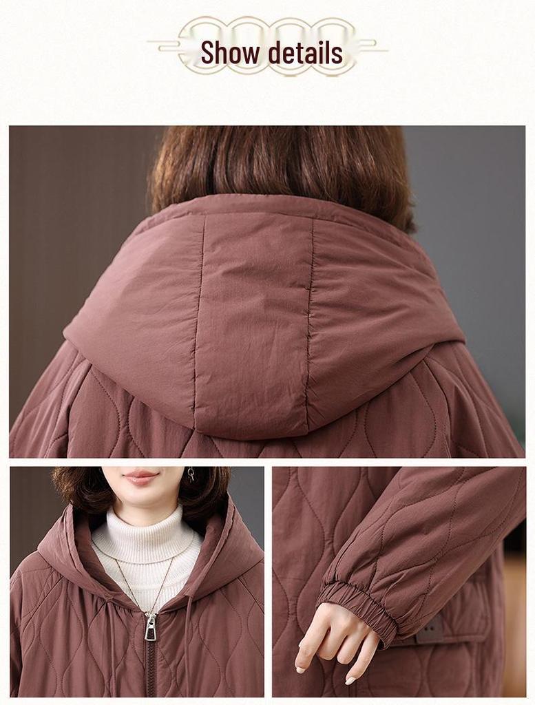 Women's 2024 Winter Fleece-Lined Thick Cotton Coat - Plus Size, Casual, Loose-Fit, Middle-Aged Style.