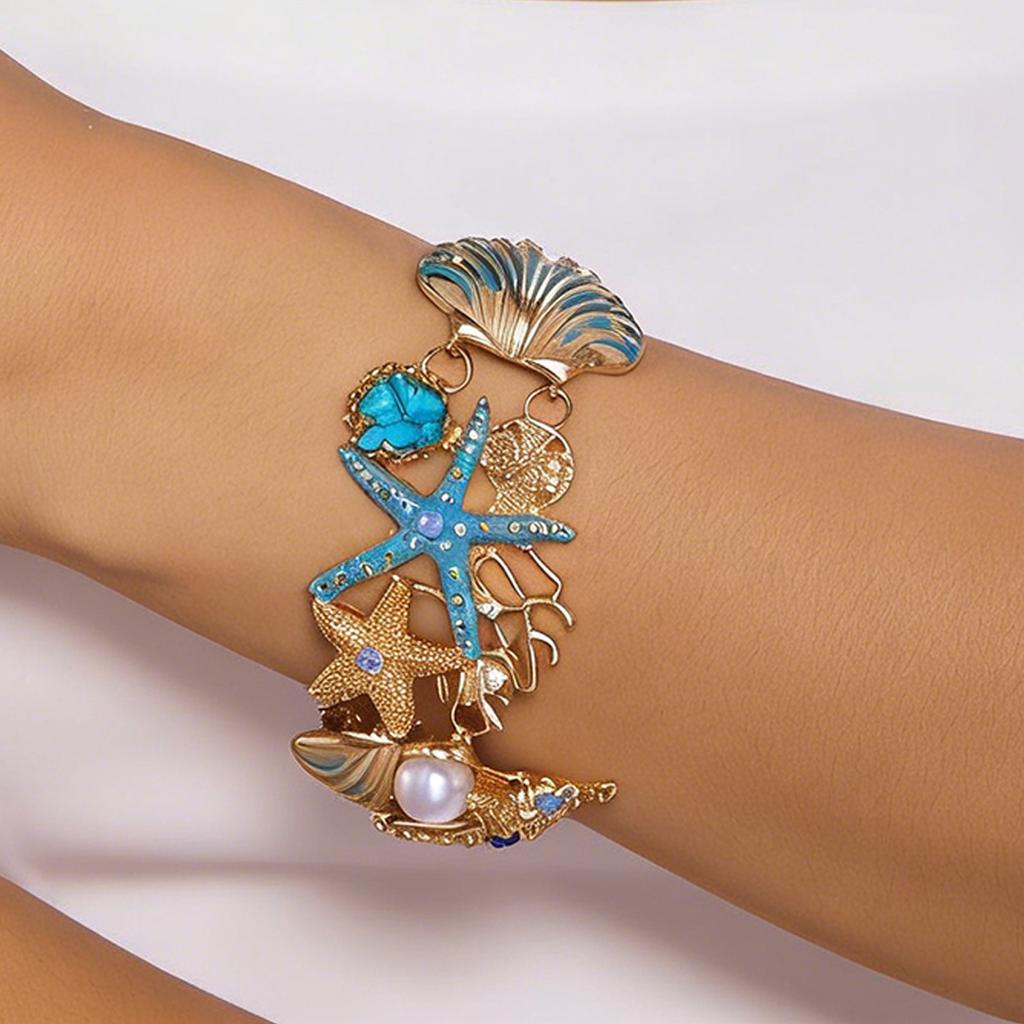 Seaside Vacation Wind Shell Starfish Necklace Female Small Fresh And Fashionable Imitation Collarbone Chain Beach Wind
