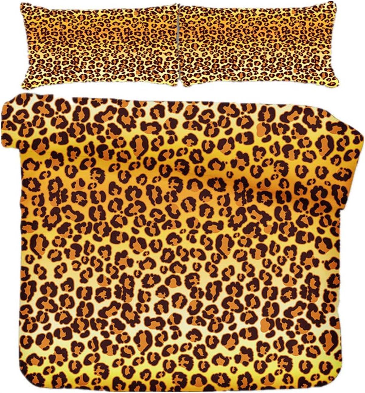 

Animal Leopard Print Design Duvet Cover Set, 3 Pcs Soft Quilt Cover with Zipper for Teens Kids Boys, Girls Adult Women 135*200cm