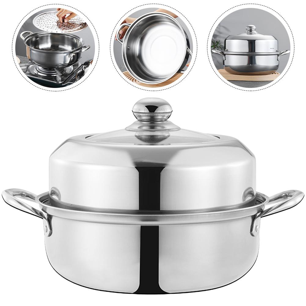 Stainless Steel Steamer Pot Steaming for Home Thicken Kitchen Utensil Food Basket Stockpot