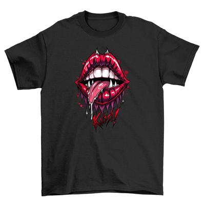 Gothic_11 Bloody Bite T-Shirt - Düster lustig! 100% Baumwolle, Unisex-Design. Spüle y