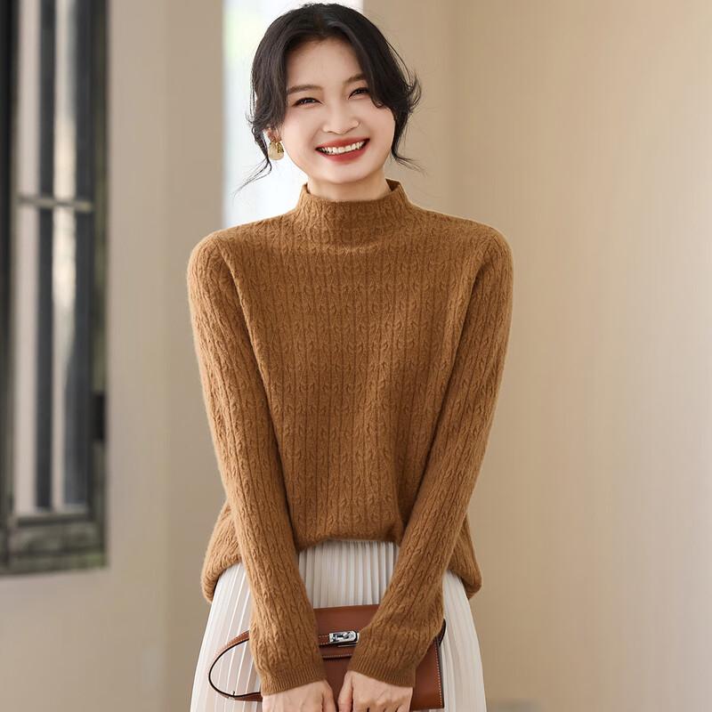 Srcr Women's 100% Cashmere Semi-High Neck Sweater