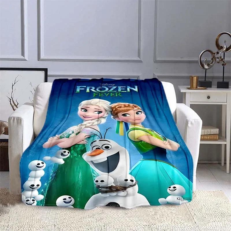 Disney Frozen Elsa Princess Blanket for Sofa King Size Cute Soft Flannel Throw Fluffy Bed Blanket New Born Winter Blanket Gift