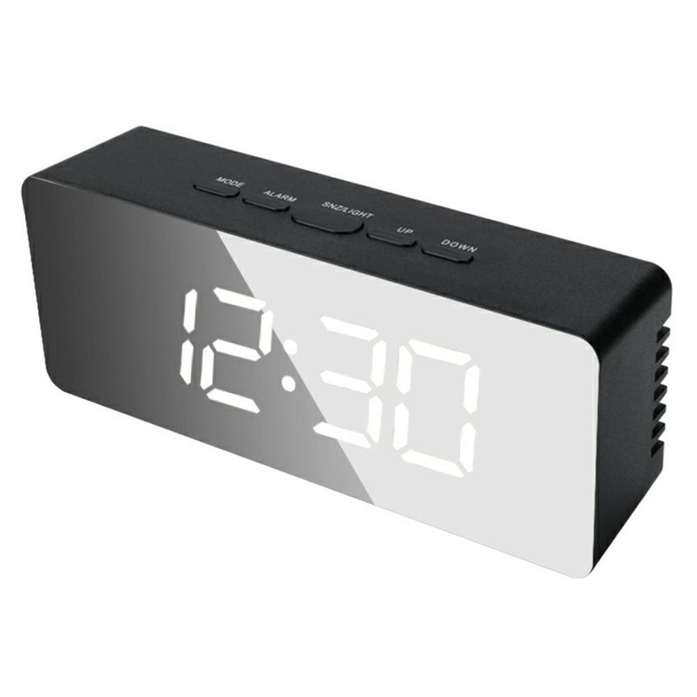 

TS-S69 LED Digital Display Multifunction Clock Desk Makeup Mirror Alarm Clock with Temperature Black+White