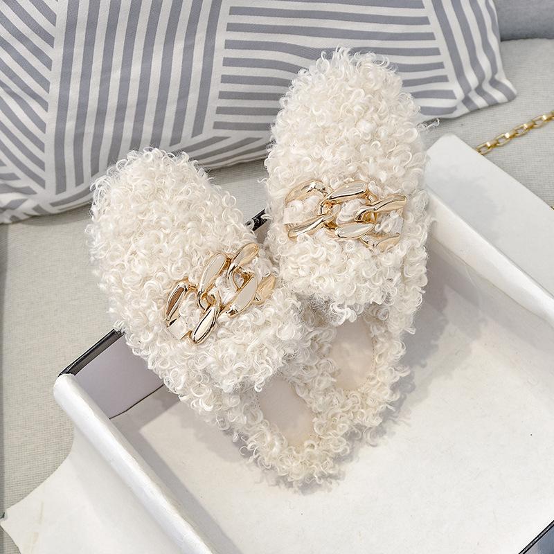 Fashion Flats Shoes for Women Autumn Winter New Style Slippers for Women Outside Warm Cotton Shoes Muller Shoes Big Size 41-44