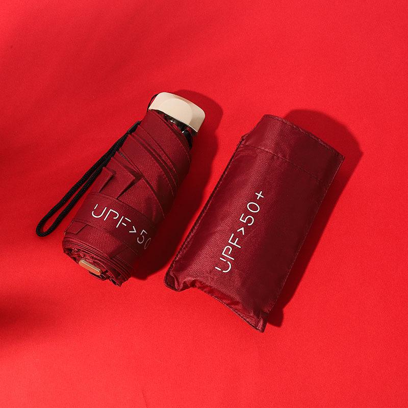 Ultra-Light Five-Fold Umbrella: UV Protection Sunscreen, Anti-Ultraviolet, Rain or Shine, Folding Black Glue Sunshade.