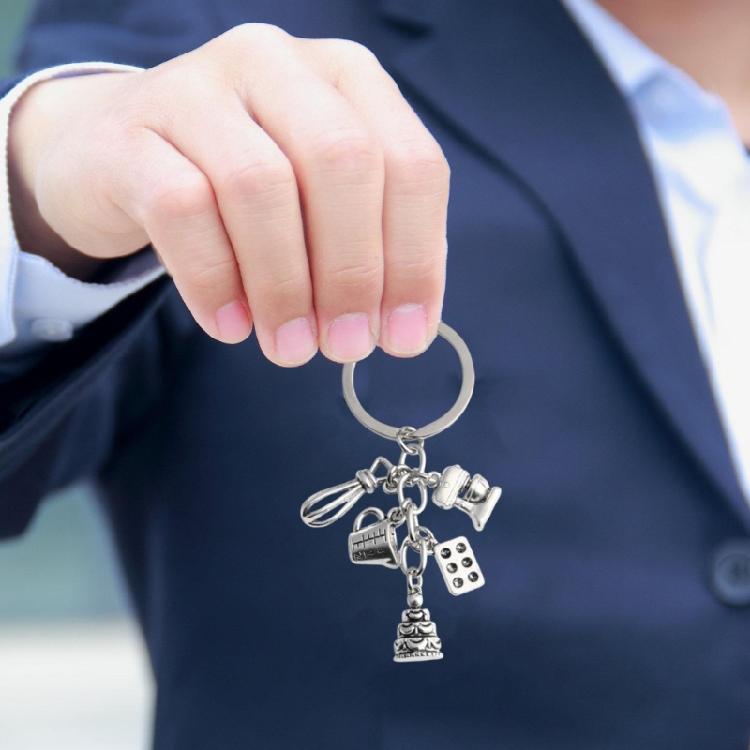 Delightful Pastries Keyring Cooking Keychain with Small Baking Accessories and Dessert Zinc Alloy Texture for Gifting
