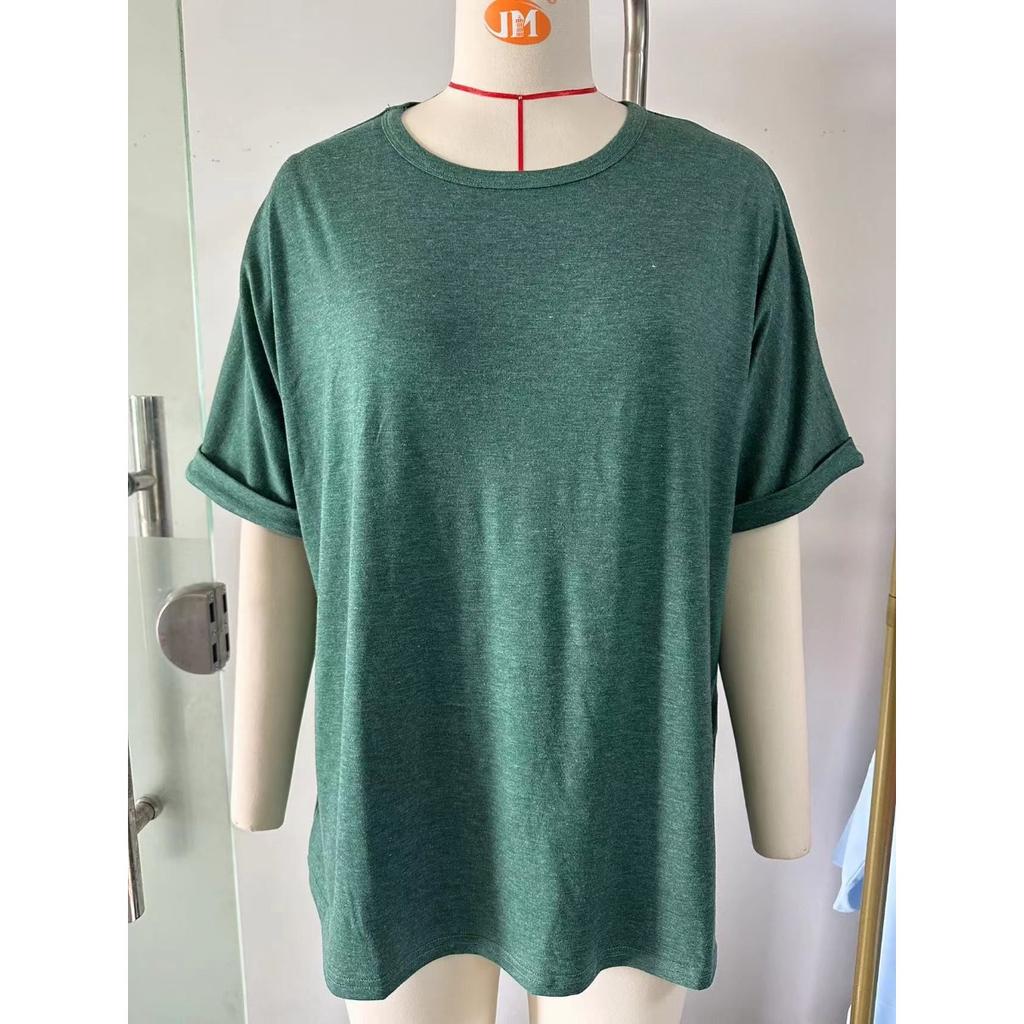 Spring Summer New Women's Solid Color Crew Neck Loose Short Sleeve T-shirt Top