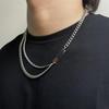 Trendy Korean Style Hip Hop Titanium Steel Double Layer Uneven Necklace for Men and Women