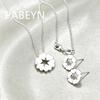 925 Sterling Silver Stylish Simple Round Heart Pendant Necklace Earrings Set, Birthday Anniversary Wedding Party Gift