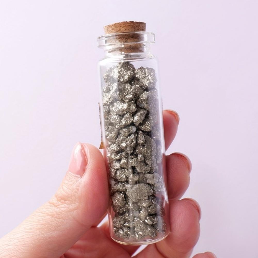 Натуральная Пиритовая Крошка Бутылочный Пирит Сломанные Мелкие Частицы Рудный Камень Кристалл Минеральное Образец Энергия Домашний Декор 1PC