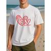 European Sizes Men'S Heart Print T-Shirt with Red Heart & "Love" Lettering - Soft Breathable Pure Round Neck Short Sleeve Casual Tee for Everyday