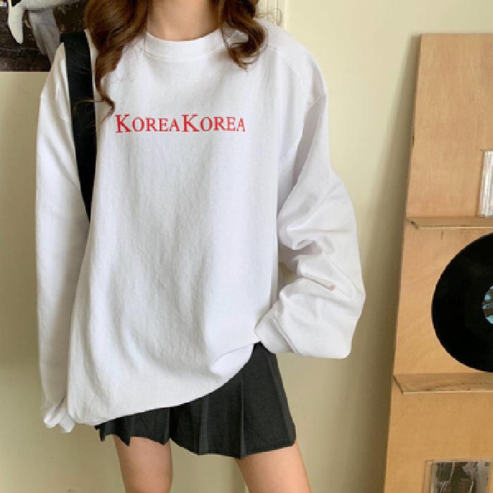 Dame Lyseblå Retro Street Style Koreansk Løs Genser