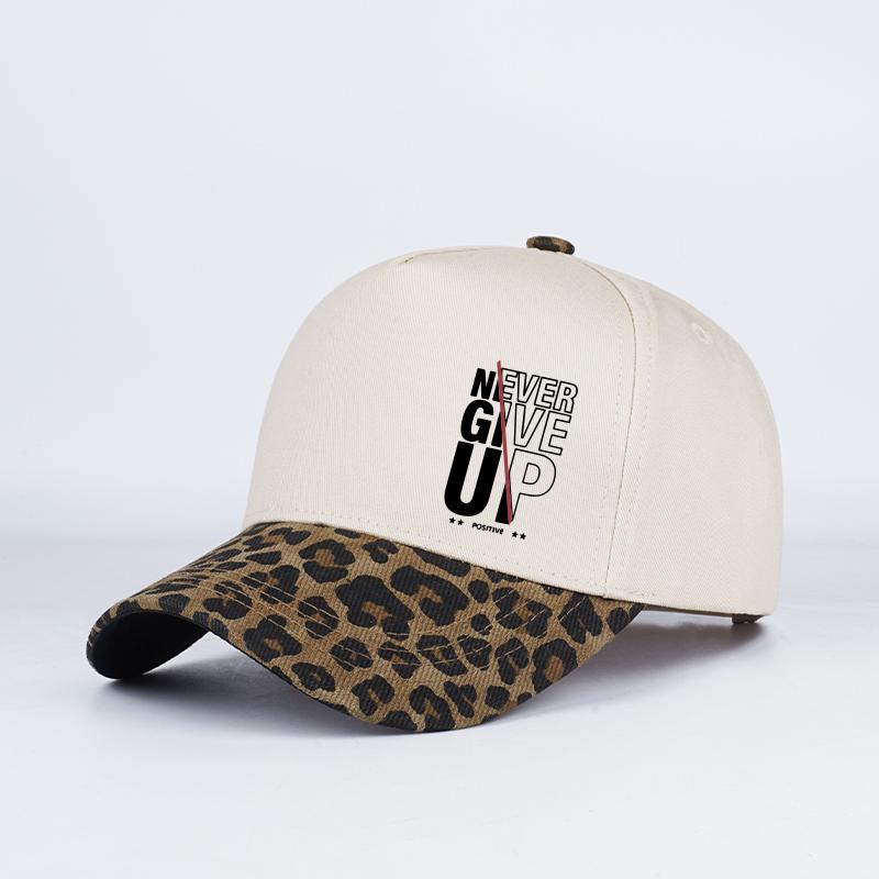 """Niemals aufgeben" Aufdruck Zweifarbig Baseballkappe Verstellbar Unisex Baumwolle Motivierend Sonnenhut"""