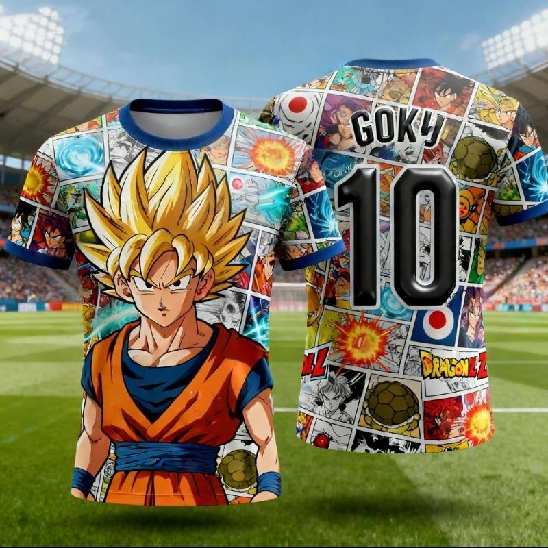 

2026 Summer Dragon Ball 3D T-shirt Oversized Goku Super Saiyan Comic Panel Print Breathable Gym Streetwear Unisex T-shirt XXS