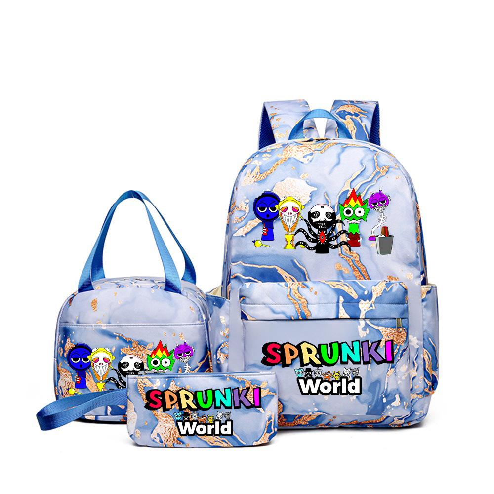 Rhythm Box Music Game Heat Transfer Backpack Sprunki Primary and Secondary School Students Children's Cute Schoolbag Three-piece Set