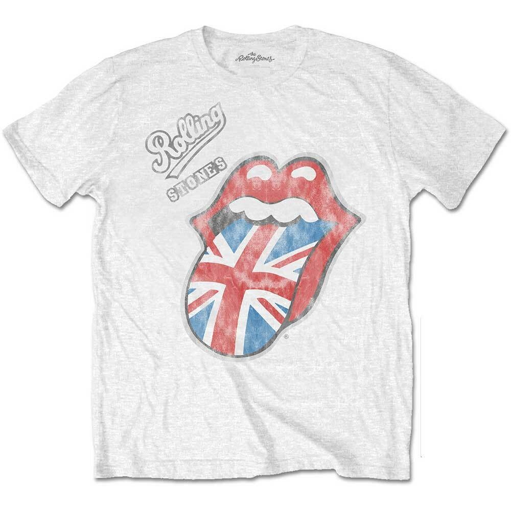 

Белая футболка унисекс с британским языком The Rolling Stones