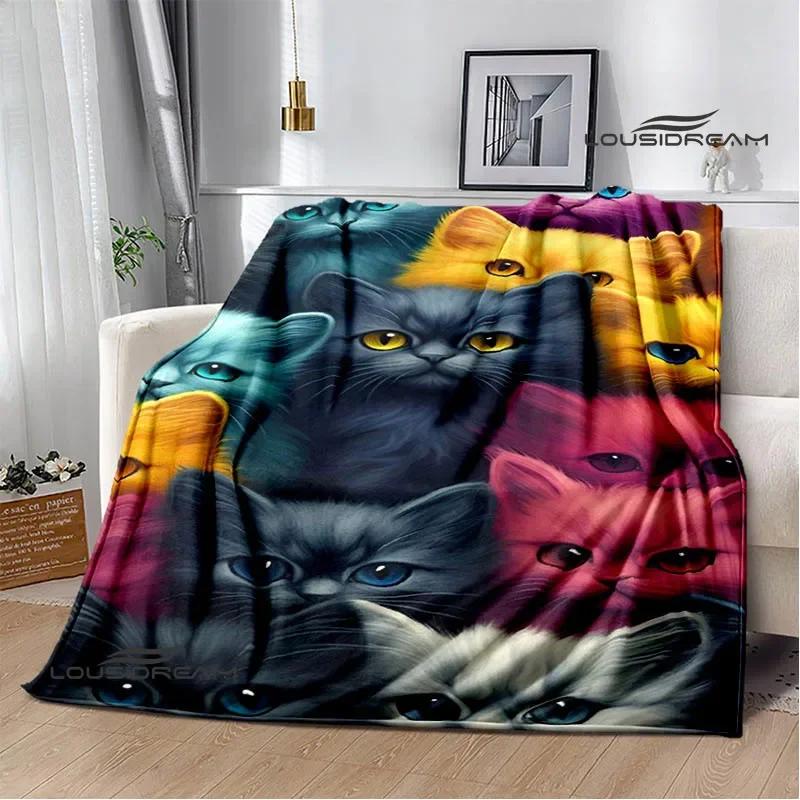 3D Cute Cat Printed Blanket Flannel Warm Blankets Soft and Comfortable Blanket Bed Linings Cubre Cama Birthday Gift