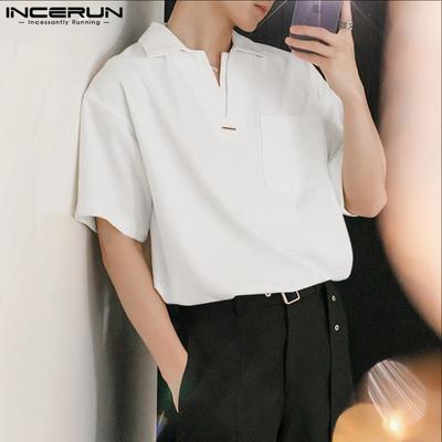 Oversized Men Lapel Neck Short Sleeve Casual Loose Shirts Tops