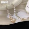 Nytt elegant perleperlekjede for kvinner Damemote Rhinestone Shell Heart Pendent Halskjede Choker smykker LXY