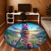 1pc Dragonfly Wildflowers Round Chair mat Area Rug - Non-Slip, Floor Mat for Office, Bedroom, home decor Christmas Gift-1002333