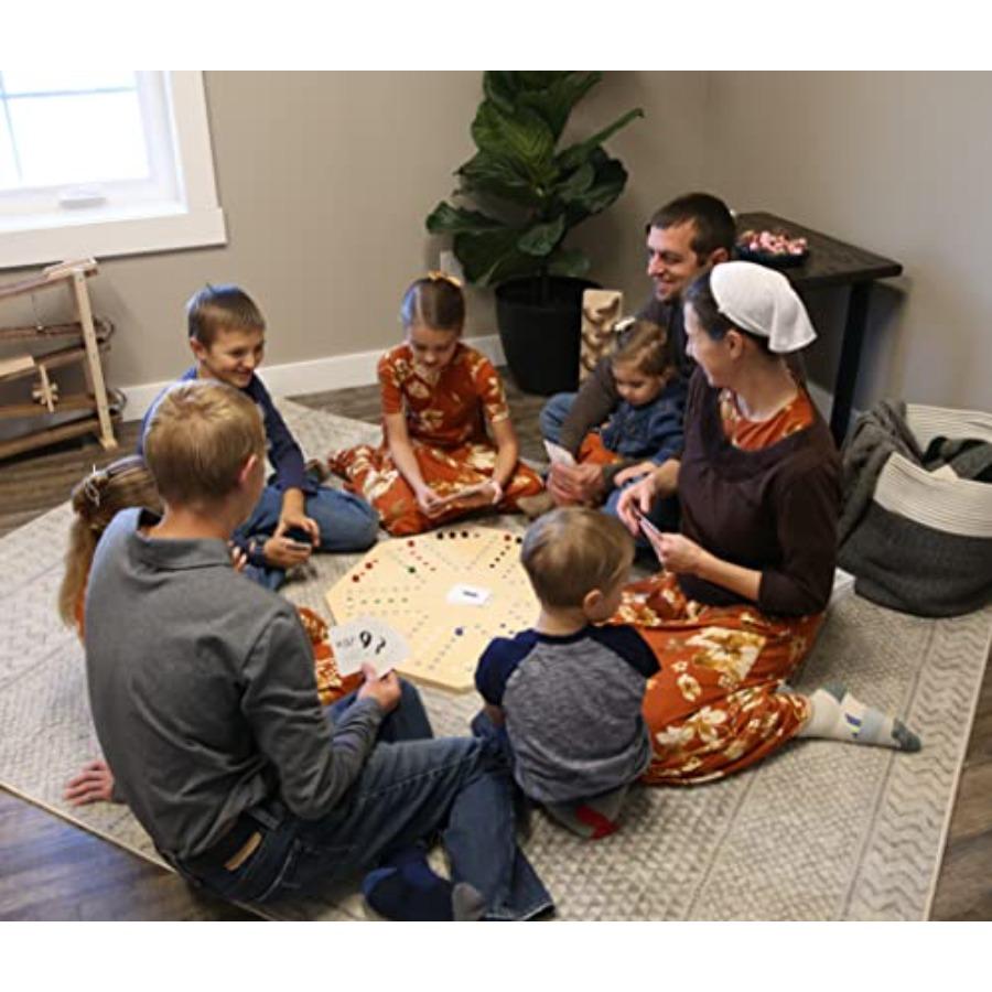 

Деревянный игровой набор Marble Chase с двусторонним широким полем 23 для семейного развлечения и игры в помещении, включает игральные карты и United States