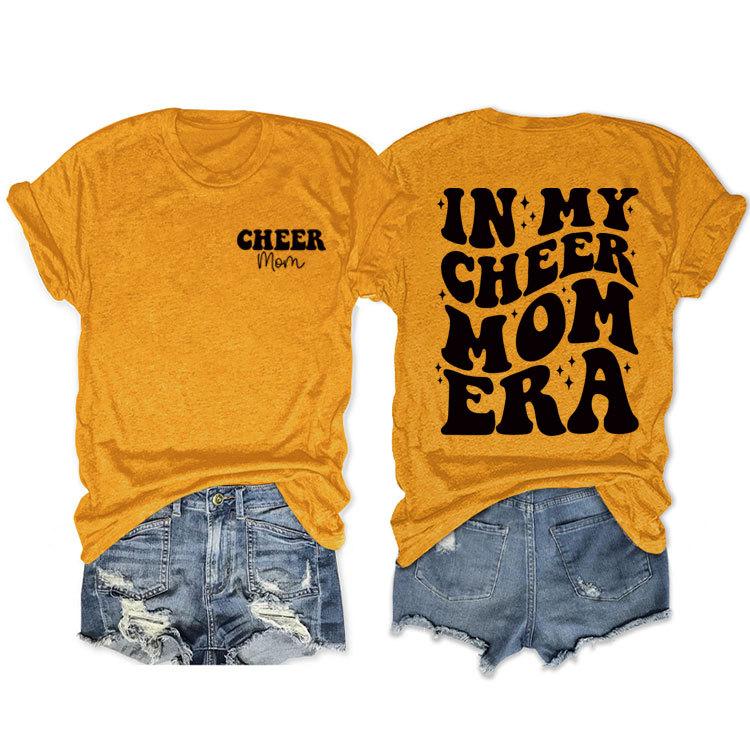 In my cheer mom era cheer mom crew neck casual T-shirt double-sided printing loose short sleeves