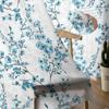 Blue Floral Leaves Transparent Drapes for Living Room Decoration Window Panel Curtains for Cooking Area Fine Netting Voile Organza Drapes