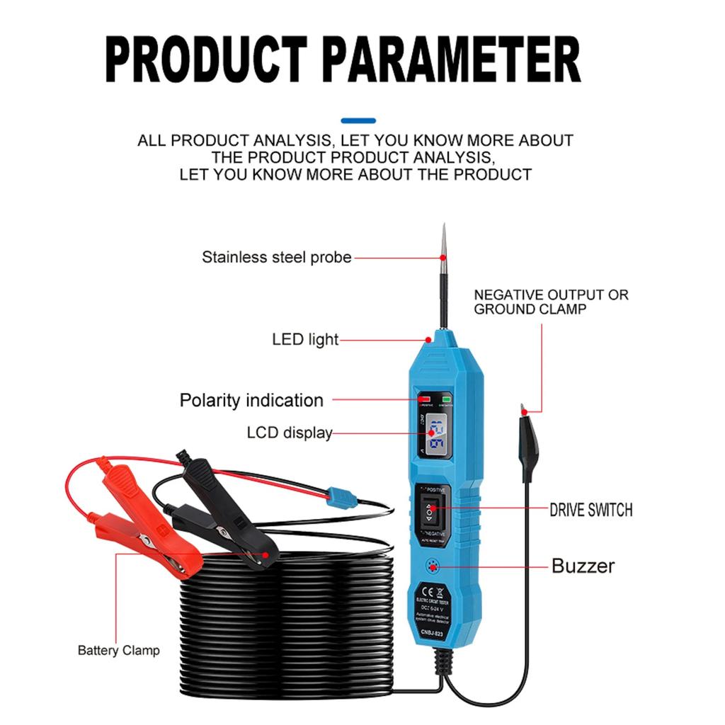 Newest Electric Circuit Tester 3.5-36V DC Car Electrical System Tester Power Probe LED Digital Display Repair Diagnostic Tool
