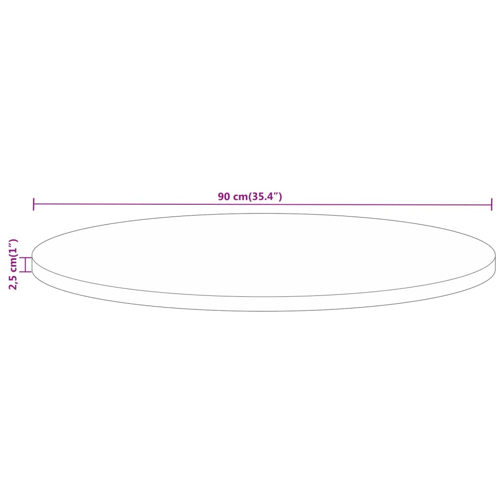 Vidaxl Tabletop, Ø 90X2.5 Cm, Round, Raw Solid Mango Wood