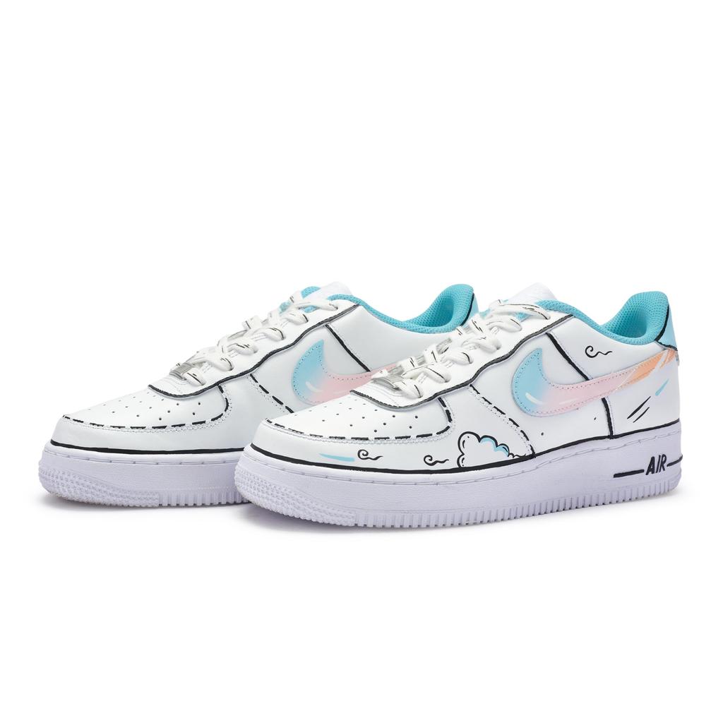 Nike Air Force 1 811 Manufacturing, Cloud Fantasy Low Top Skateboard Shoes Women's White Blue Black DH2920-111(Team80-)