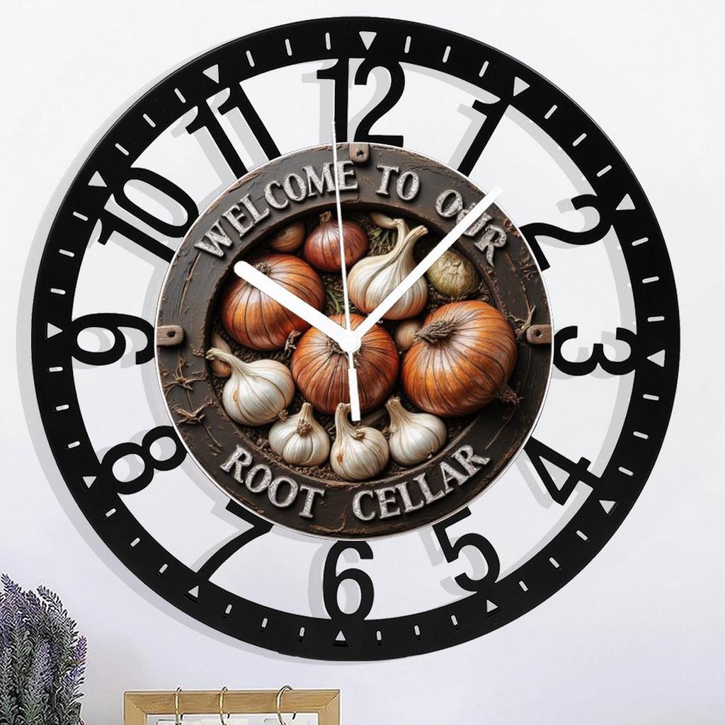 Farmhouse 25cm Circular Iron Wall Clock with Natural Finish