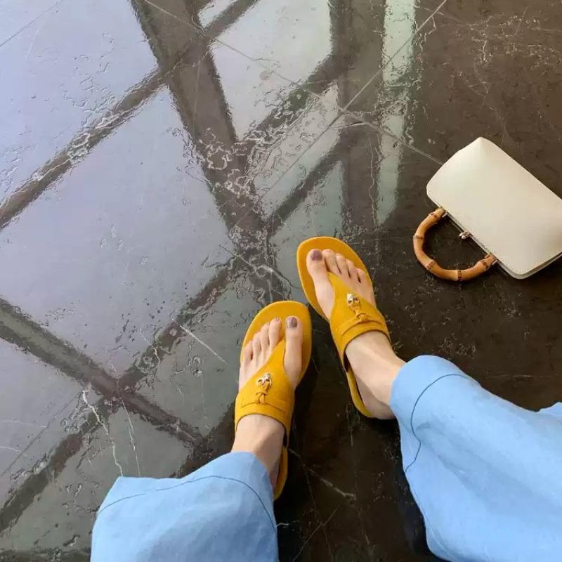 Studiolee Temperament Herringbone Toe Fringed Outer Wear Versatile Low Heel Cool Slippers Women Spring and Summer