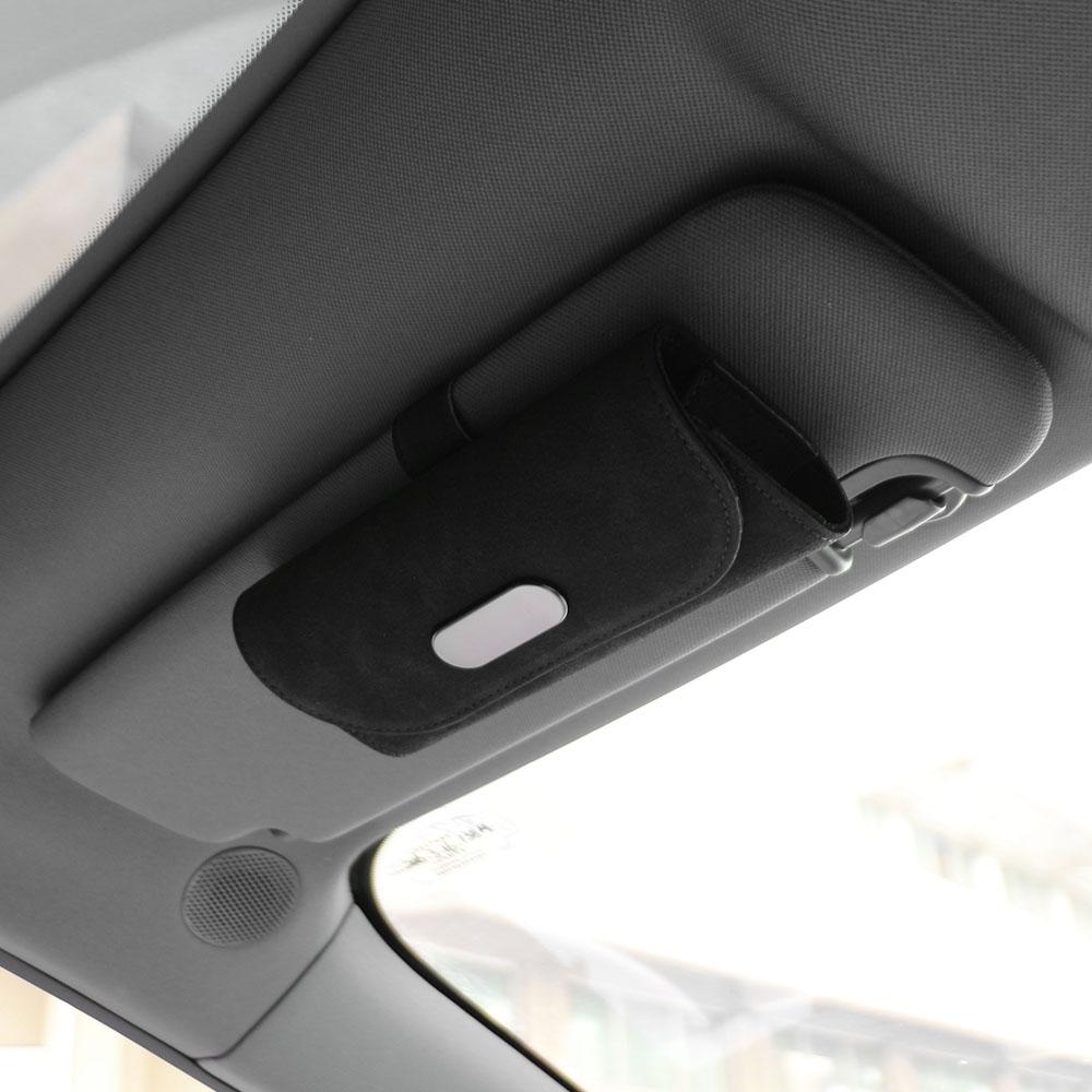 1 Stück Auto Brillenetui Universal Auto Sonnenblendenhalter Sonnenbrillen Aufbewahrungsbox Clip Karten-Ticket-Halter Leder Innenzubehör