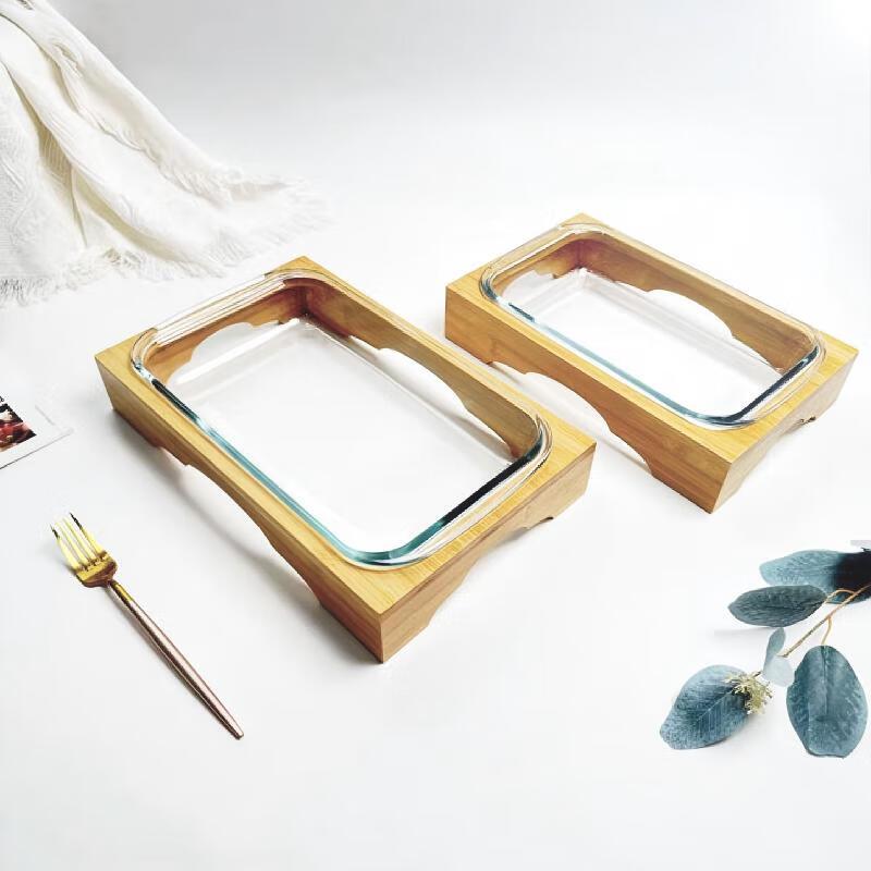 Creative Glass Fruit Bowl with Bamboo Stand