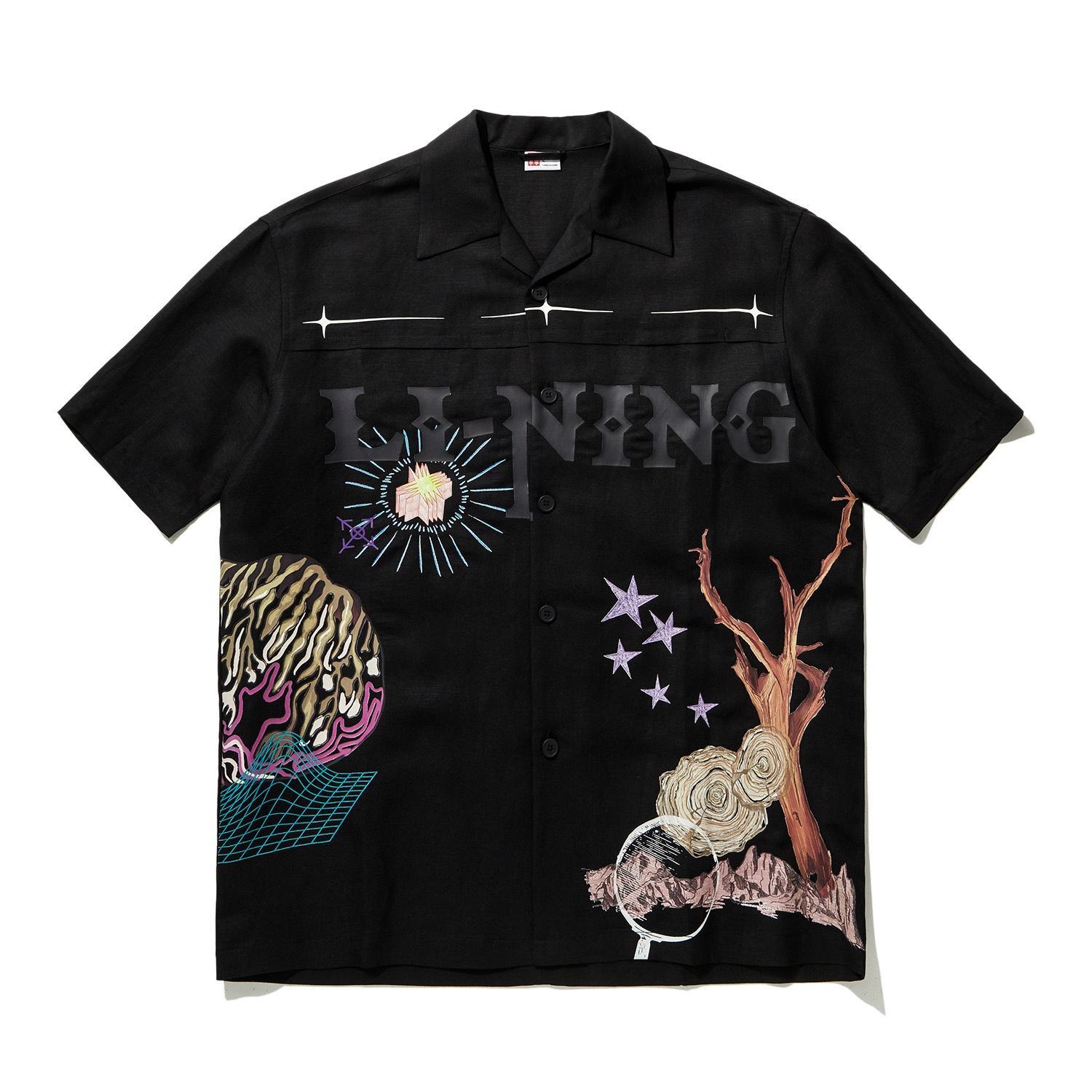 Li-Ning Graphic Shirt  Black  Men s ASHU047-2 S
