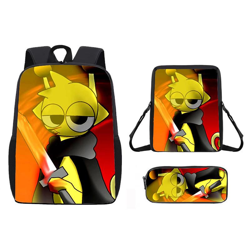 Incredibox Sprunki Pattern Backpack Shoulder Bag Pencil Case Three Set Piece