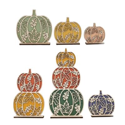 Fall Wooden Table Signs with Led Light R Autumn Thanksgiving Tiered Tray Decors Tabletop Centerpieces Pumpkin Block Sign