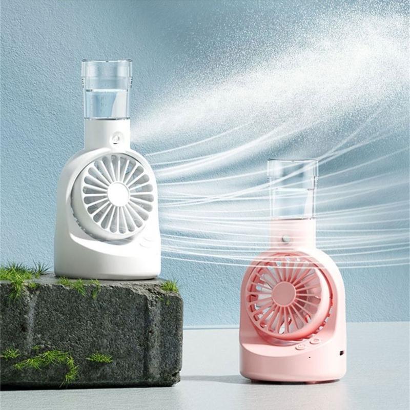 Small Desk Fan Powerful Spray Fan Small Pocket Fan Lightweight Rechargable Fan Misting Spray Fan Plastic Material