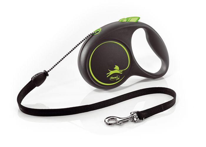 Laisse Enrouleur - Flexi - FU22C5-251-S-CG - 5m - Noir/Vert - Pour Chiens Jusqu'à 20kg