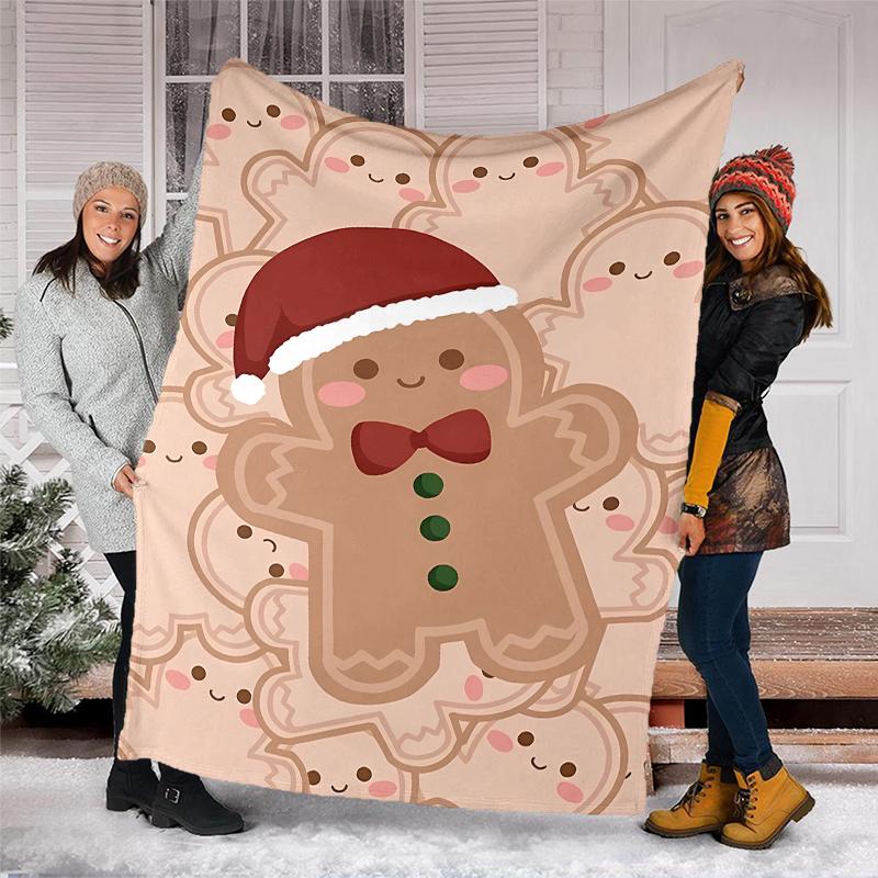 Christmas gingerbread man Theme Printed Blanket - Perfect for Couch, Bed, Travel & Outdoor Use | Machine Washable, Cozy & Durable.