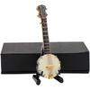 Wooden Miniature Banjo with Stand and Case Mini Musical Instrument Banjo Replica Collectible Figurines Dollhouse Accessories Model Home Decoration