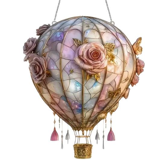 Stained Glass Style Hot Air Balloon Suncatcher 2D Acrylic Window E