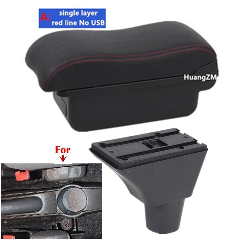 For Fiat Panda armrest box For Fiat Panda II 2 Car armrest box Center Storage box Interior Retrofit USB charging Car Accessories A1 red line No USB