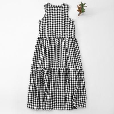 2025 Spring and Summer New Plaid Vest Dress Women's Sleeveless Casual Design Sense Niche Fashion a Word Medium and Long Dress