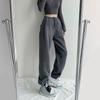 Pantaloni da tuta da donna casual larghi a tinta unita autunno inverno a vita alta larghi sportivi addensati