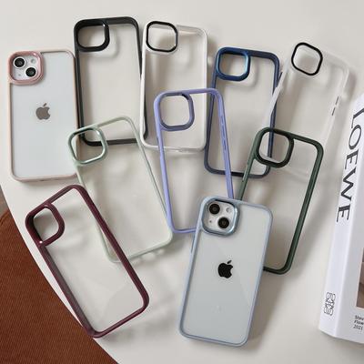 Applicable Apple iPhone 17ProMax Solid Color Case for iPhone 16, 15, 14 - Metal, Transparent, Recessed, Anti-Fall, Women's.