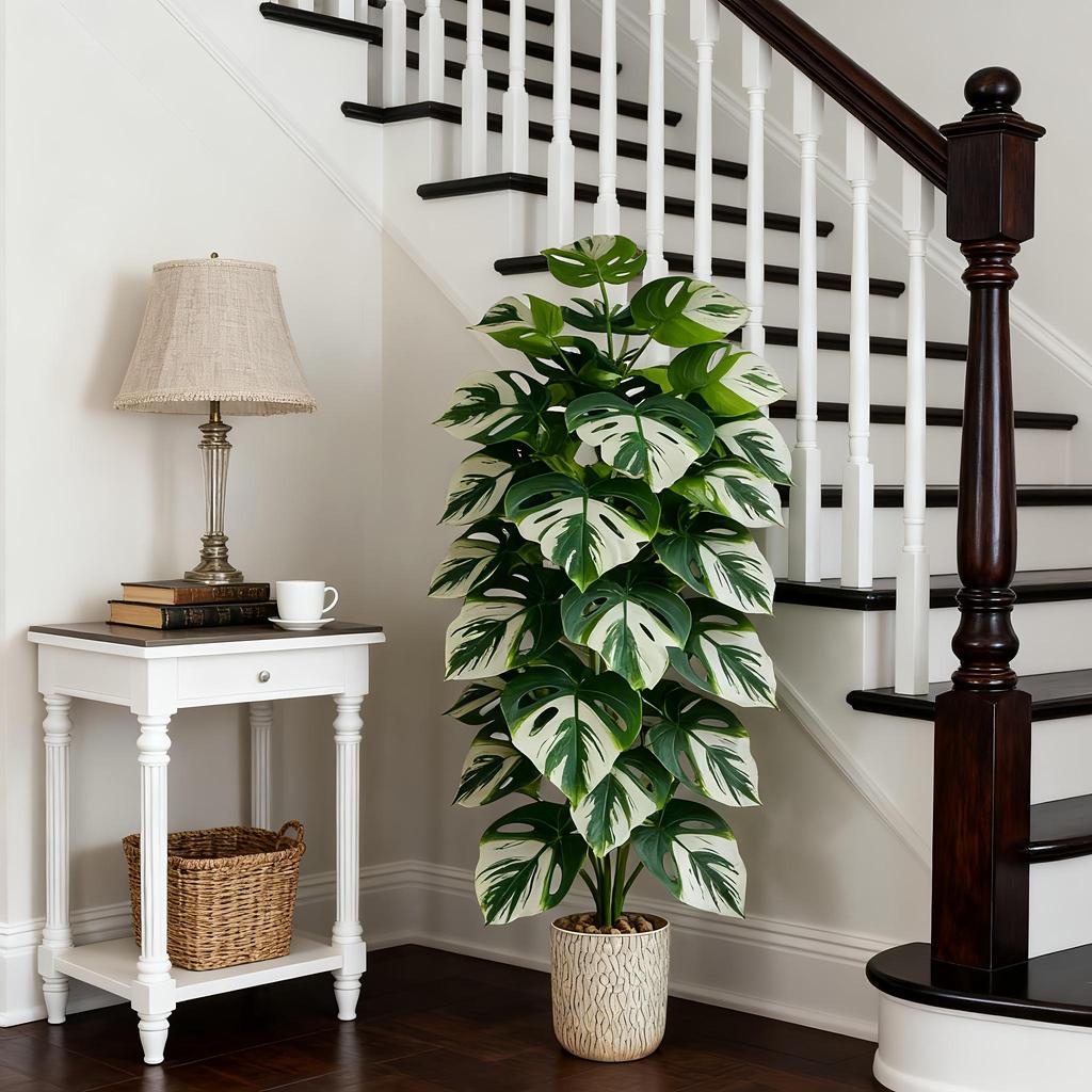 Una Planta Grande Artificial de Hierro Malayo de 47.24 Pulgadas de Alto con 24 Hojas Realistas Hechas de Plástico Duradero Adecuada Para Decoración Interior/exterior